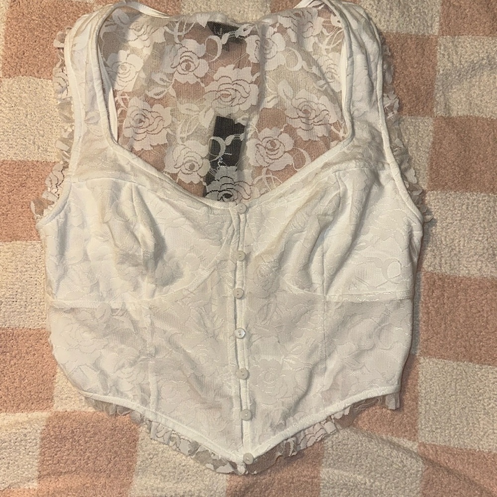 Corset Tank Top with Lace Back